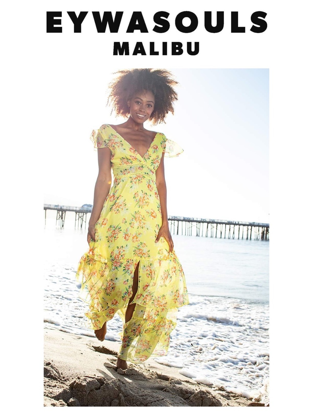 EYWASOULS Malibu Kimi Exotic Lime Chiffon Dress